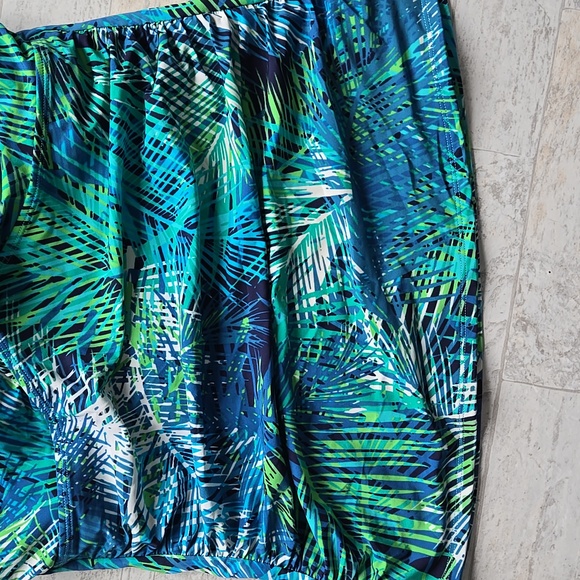 L.L. BEAN Tankini SWIM top Tropical Blue and Green Women's Top size 12 - Picture 3 of 7